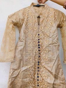 Elegant Gold Embroidered Kurta