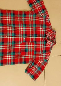 Red Plaid Short Sleeve Shirt