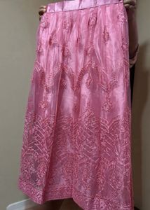 Pink Embroidered Ethnic Skirt