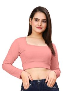 Pink Long Sleeve Crop Top