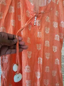 Peach Cotton Kurta