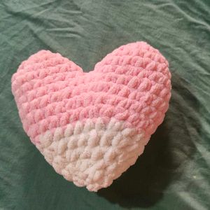 Handmade Pink & White Heart Pillow