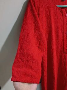 Chikankari Red Kurta XL