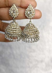 Party Wear Earrings With Diamond Stones