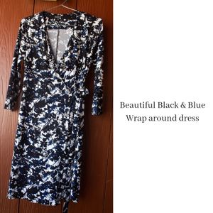 Beautiful Black & Blue floral printed Wrap dress