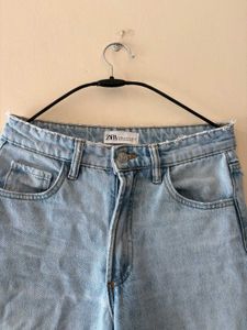 Zara Light Wash Wide Leg Jeans