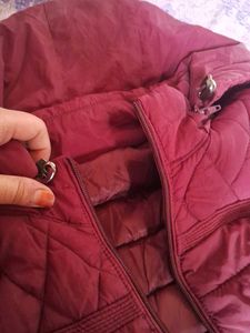 Burgundy Quilted Puffer Jacket