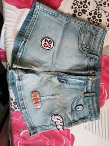 Cute Denim Patch Shorts