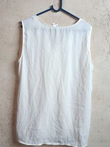 Women&#39;s Fashion Top Sleeveless White Wrap-style