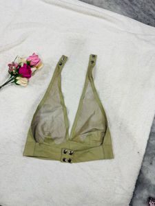 Green Leather Halter Top
