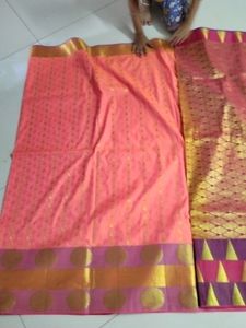 One Day Offer...Peach Pink Soft Silk Saree...