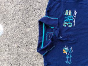 Navy Blue Embroidered Polo Shirt -