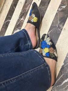 Floral Embroidered Mules
