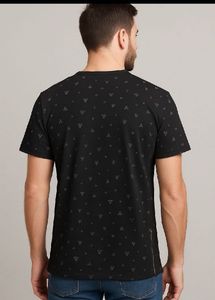 DJ&amp;C Black Geometric Print Casual T-Shirt