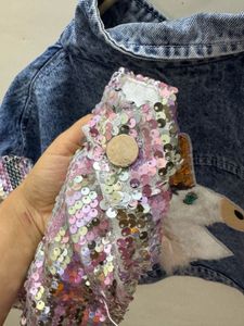 Unicorn Sequins Denim Crop Oversized Jacket