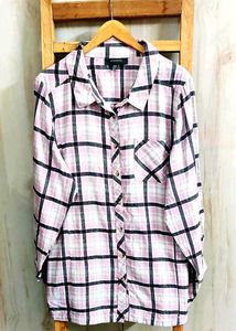 Pink Plaid Button-Up Shirt Size-46