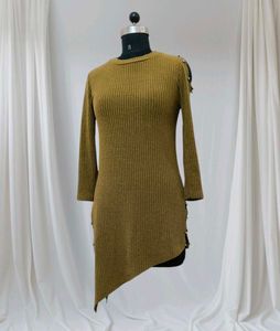 Wool Olive Cut Out Sleeve Dress 🔥