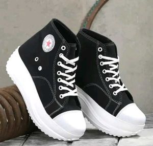 Black &amp; White High Top Platform Unisex Sneakers
