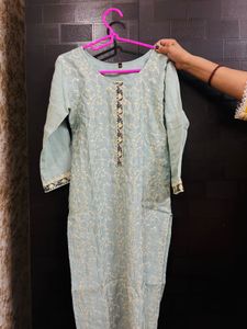 Light blue Embroided suit set