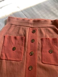 Peach Button-Front Skirt