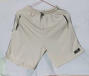Beige Athletic Shorts - Side Stripe Detail