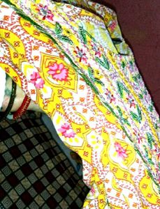 Yellow Floral Print Kurta