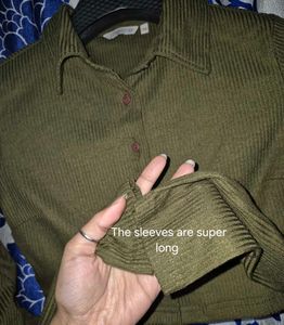 Combo of (Olive) Crop Shirt &amp; Plaid trouser