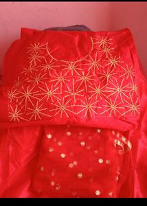 Red ♥️ Lahnga Choli Set Unstitched Blouse Lahenga