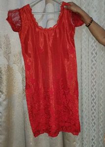 RED EMBROIDERED KURTA