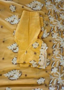 Yellow Embroidered Saree