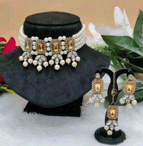 Elegant Pearl &amp; Stone Jewelry Set