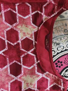 Maroon Printed Kurta Set