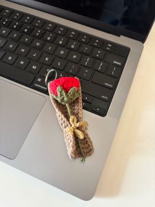 Crochet Rose Keychain