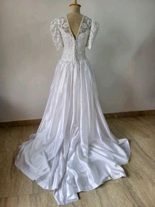 Vintage Lace &amp; Satin Wedding Gown