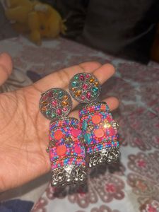 Colour Full Silver Earrings