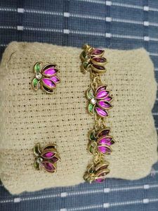 Lotus Bracelet &amp; Earrings Set