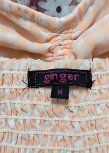 Ginger Checked Fit&amp;Flare Dress Peach