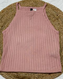 Pink Ribbed Tank Top