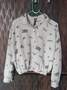 Striped Candy Print Crop Shirt