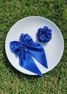 Chic Purple Satin Hair Bow &amp; Scrunchie Duo