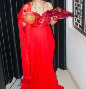 Beautiful red Gown Perfect For Karwachauth