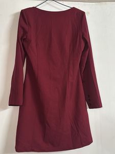 Burgundy Button-Down Mini Dress