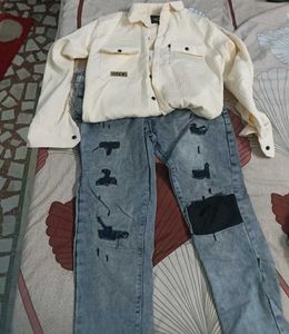 Corduroy Shirt &amp; Jeans Set