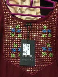 New With Tag Maroon Embroidered Kurti