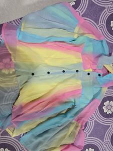 Rainbow Sheer Button-Down Top