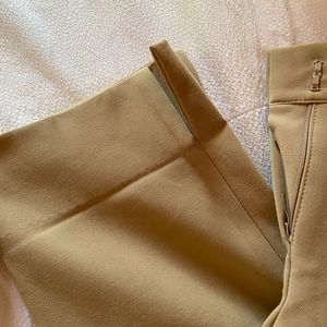 Khaki straight Leg Trousers With Slit