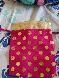 Pink &amp; Gold Polka Dot Pouches (Set of 4)