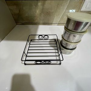 4 Steel Container With Matel Tray