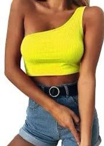 Neon Green One Shoulder Top