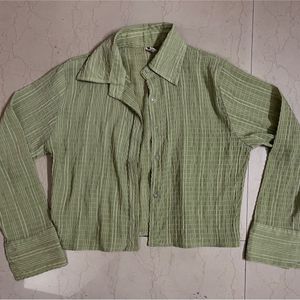 Sage Green Striped Button-Up